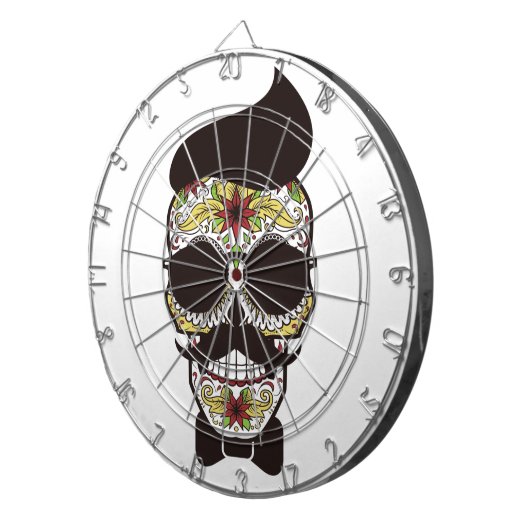 Hipster Day of the Dead Skull Dartbord (Voorkant Rechts)