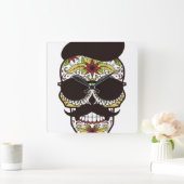 Hipster Day of the Dead Skull Vierkante Klok (Huis)