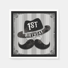 Hipster de heer Mustache Pet Glasses 1st Birthday  Servet