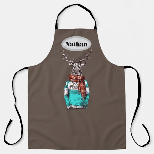 Hipster Deer - Gepersonaliseerd Schort (Voorkant)