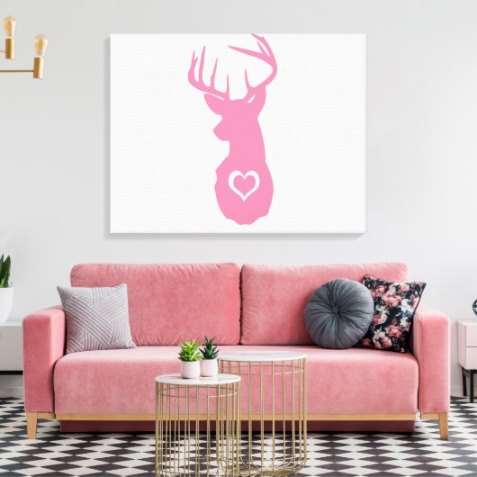 HIPSTER DEER HEAD MET HOORZITTEN CANVAS AFDRUK (Insitu (Woonkamer))