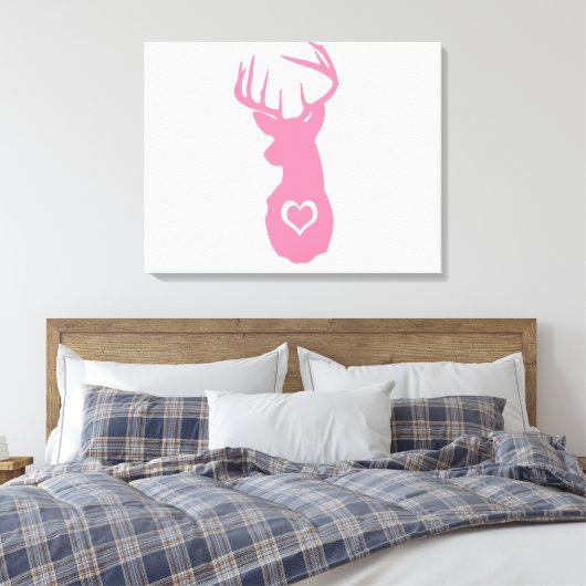HIPSTER DEER HEAD MET HOORZITTEN CANVAS AFDRUK (Insitu (Slaapkamer))