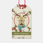 Hipster Deer Kerstmis Cadeaulabel (Voorkant)
