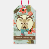 Hipster Deer Kerstmis Cadeaulabel (Voorkant)