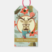 Hipster Deer Kerstmis Cadeaulabel (Voorkant)