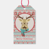 Hipster Deer Kerstmis Cadeaulabel (Voorkant)
