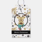 Hipster Deer Kerstmis Cadeaulabel (Voorkant)
