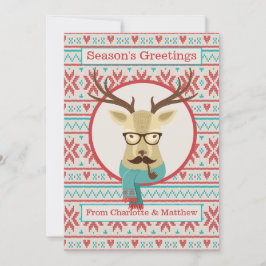 Hipster Deer Persoonlijke Kerstmis Feestdagenkaart