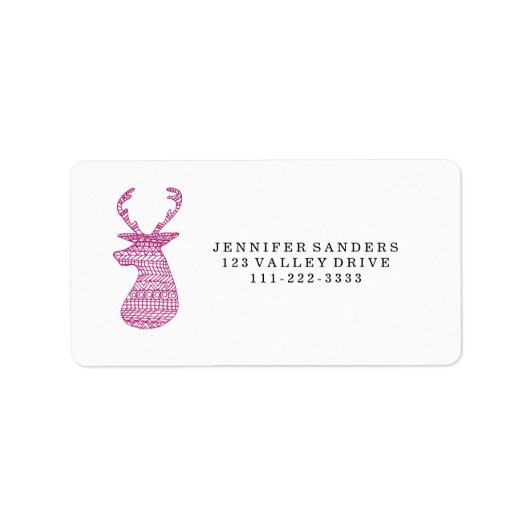 HIPSTER DEER TRIBAL PRINT - PINK ETIKET (Voorkant)