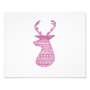 HIPSTER DEER TRIBAL PRINT - PINK FOTO AFDRUK