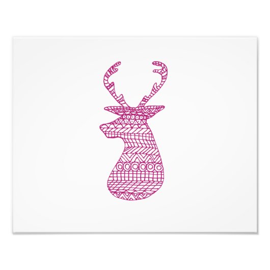 HIPSTER DEER TRIBAL PRINT - PINK FOTO AFDRUK (Voorkant)