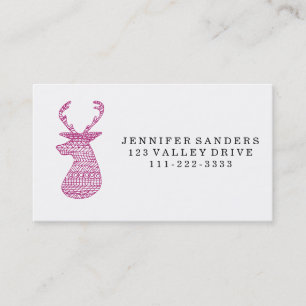 HIPSTER DEER TRIBAL PRINT - PINK VISITEKAARTJE