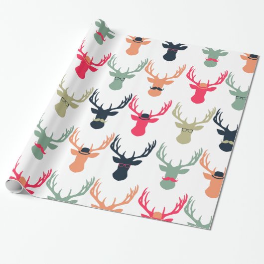 Hipster Deer Wrapping Paper Cadeaupapier (Uitgerold)