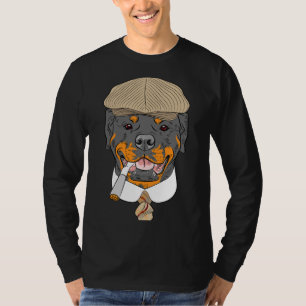Hipster Dog Rottweiler fokt in een bruin Pet met e T-shirt