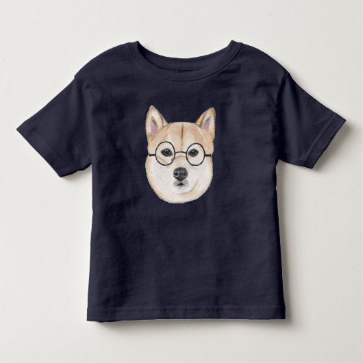Hipster Dog, Shiba Inu met overmaatse glazen Kinder Shirts (Voorkant)