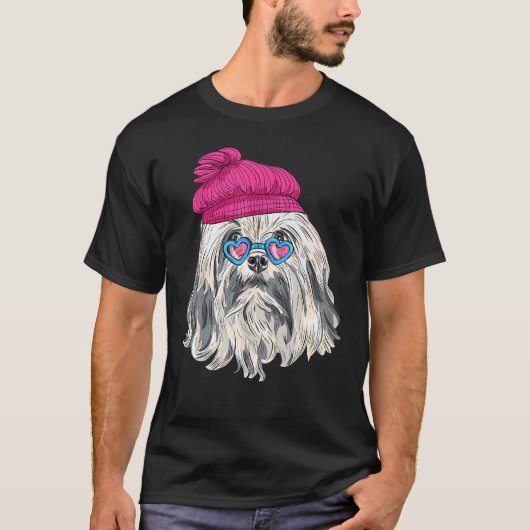 Hipster Dog Wearing Glasses Goofy Geek Dog T-shirt (Voorkant)