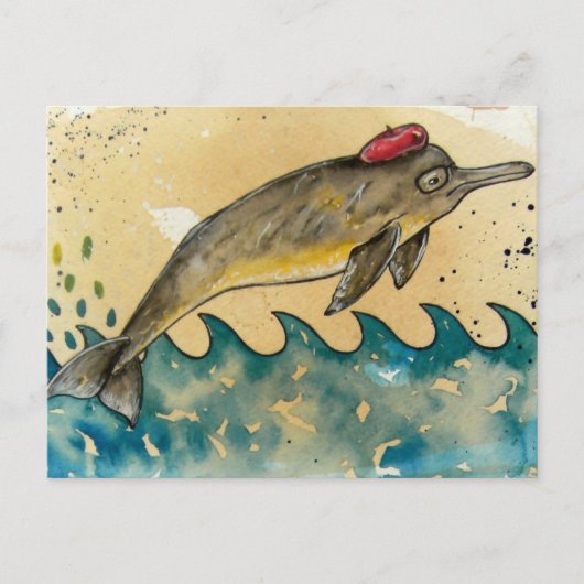 Hipster Dolphin Briefkaart (Voorkant)