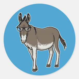 Hipster Donkey Ronde Sticker