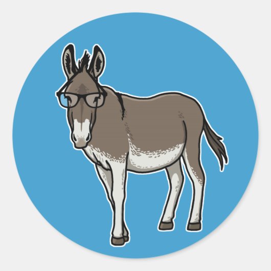 Hipster Donkey Ronde Sticker (Voorkant)