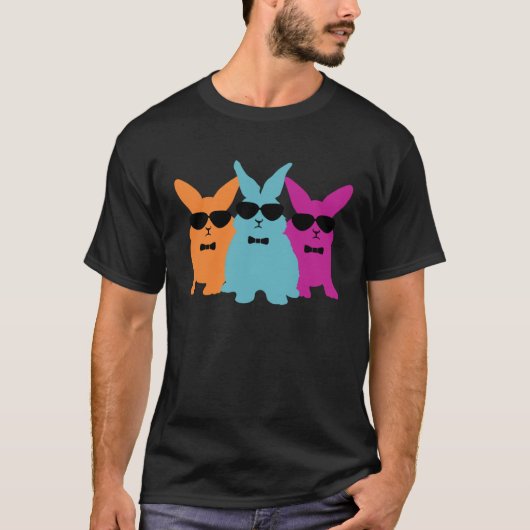 Hipster Easter Bunny Cool Rabbits With Shades Hip  T-shirt (Voorkant)