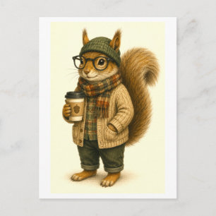 Hipster Eekhoorn Ansichtkaart Briefkaart