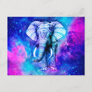Hipster Elephant Nebula Space Briefkaart