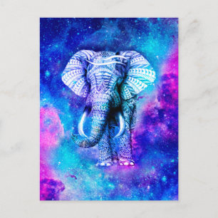 Hipster Elephant Nebula Space Briefkaart