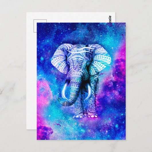 Hipster Elephant Nebula Space Briefkaart (Voorkant / Achterkant)