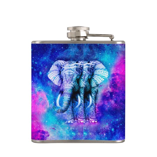 Hipster Elephant Nebula Space Heupfles (Achterkant)