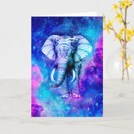 Hipster Elephant Nebula Space Kaart (Gele Bloem)