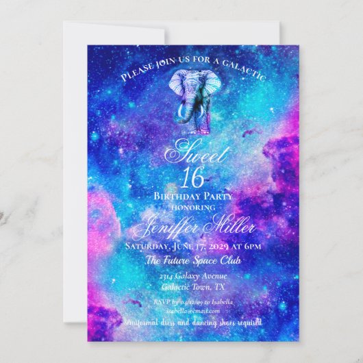 Hipster Elephant Nebula Space. Kaart (Voorkant)