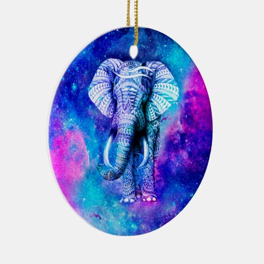 Hipster Elephant Nebula Space Keramisch Ornament (Rechts)