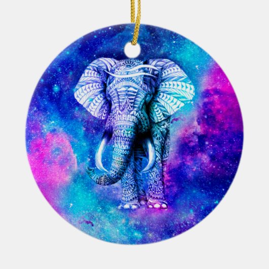 Hipster Elephant Nebula Space Keramisch Ornament (Voorkant)