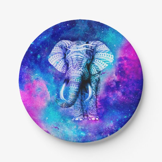 Hipster Elephant Nebula Space Papieren Bordje (Voorkant)