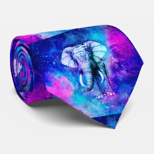 Hipster Elephant Nebula Space Stropdas (Opgerold)