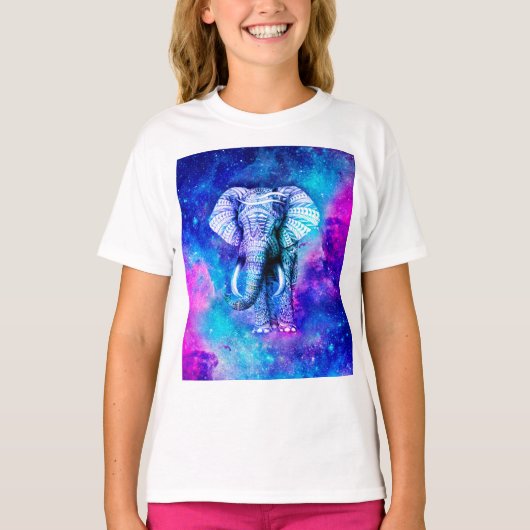 Hipster Elephant Nebula Space T-shirt (Voorkant)