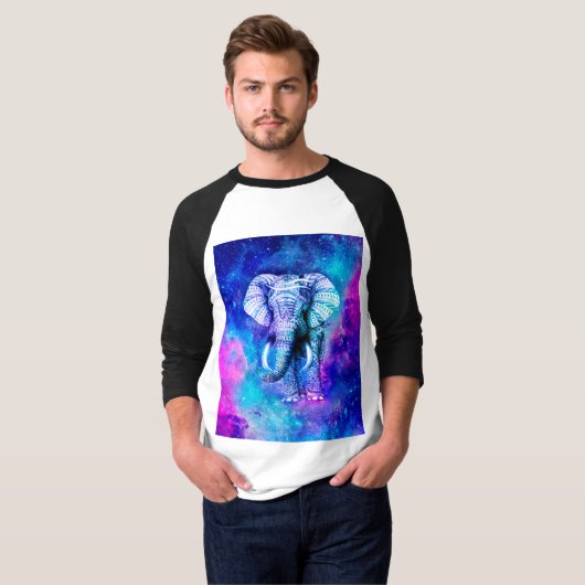 Hipster Elephant Nebula Space T-shirt (Voorkant volledig)
