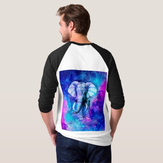 Hipster Elephant Nebula Space T-shirt (Achterkant volledig)