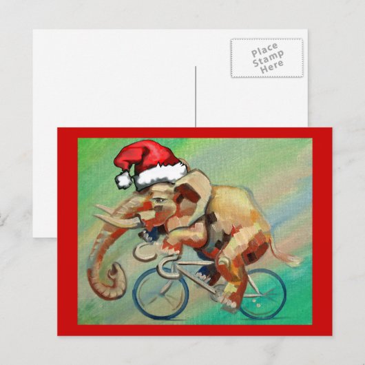 Hipster Elephant voor X-Mas Feestdagenkaart (Voorkant / Achterkant)