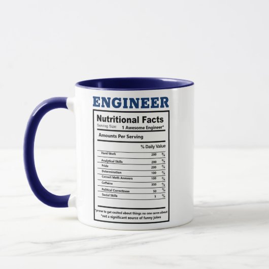 Hipster Engineer Nutritional Facts Jokes Pun Funny Mok (Links)