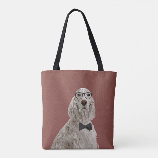 Hipster English Setter Canvas tas voor Hondenliefh (Achterkant)