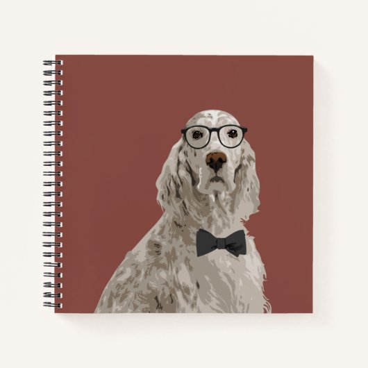 Hipster English Setter notebook voor Hondenliefheb Notitieboek (Voorkant)
