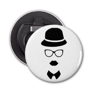 Hipster Face Bottle Open Button Flesopener