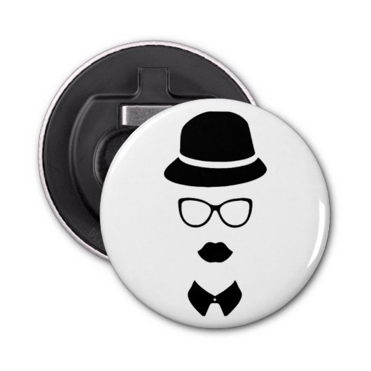 Hipster Face Bottle Open Button Flesopener (Voorkant)