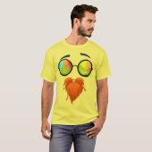 Hipster Face met zonnebril en bil T-Shirt (Voorkant volledig)