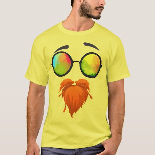 Hipster Face met zonnebril en bil T-Shirt (Voorkant)