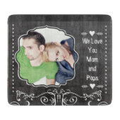 Hipster Familie Foto schoolbord Wij houden van U Snijplank (Voorkant)