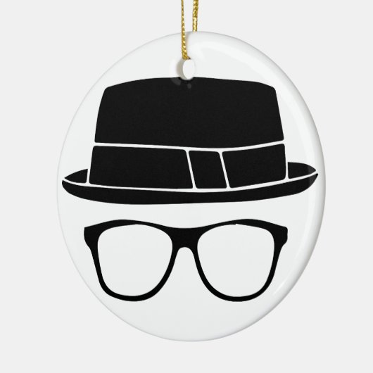 Hipster Fedora Keramisch Ornament (Links)