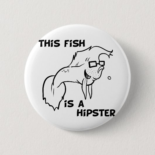 Hipster Fish Ronde Button 5,7 Cm (Voorkant)