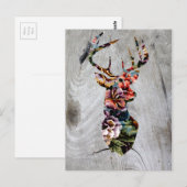 Hipster  Floral Deer Head Silhouette Briefkaart (Voorkant / Achterkant)